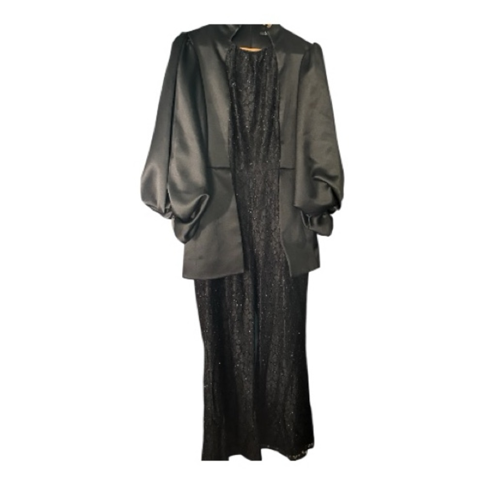Elegant Black Evening jumpsuit with Sheer Sleeves